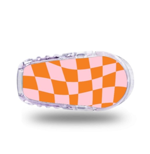 Stickers Dexcom G6 - Echiquier pop - Rose Orange Stickers Dexcom G6 - Echiquier Pop
