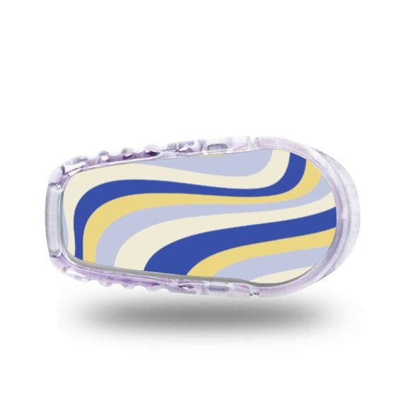 Stickers Dexcom G6 Wavy Mix - Jaune Bleu Stickers Dexcom G6 - Wavy Mix