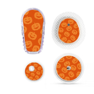 Stickers Automne - Fond Orange Citrouilles