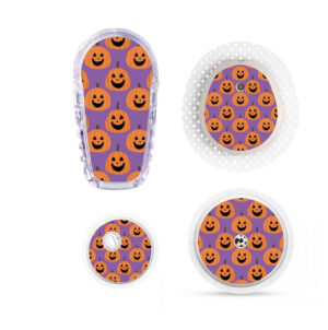 Design sans titre (16) Stickers Automne - Citrouilles fond violet
