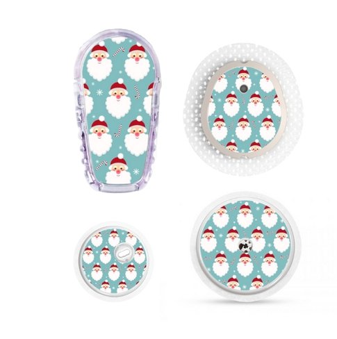 Stickers Hiver - Père noël fond bleu