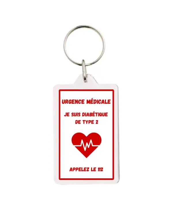 Porte-clés DT2 - Cœur - Rouge/Blanc